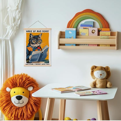 Funny Reading Cat Poster Hanger, Reading Nook Library Decor Wall Decor - Image 2