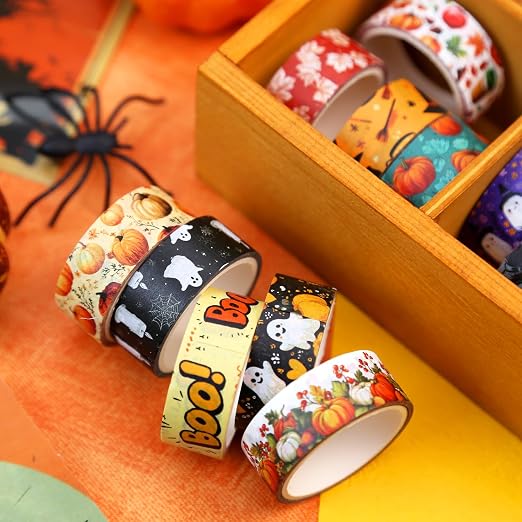 Halloween Washi Tape Set 16 Rolls, Fall & Spooky Decorative Tape, Autumn Washi - Image 4