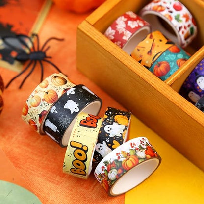 Halloween Washi Tape Set 16 Rolls, Fall & Spooky Decorative Tape, Autumn Washi - Image 4