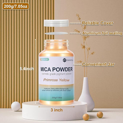 Mica Powder, 7.05OZ（200g）, Primrose Yellow Mica Powder Pigment - Image 3