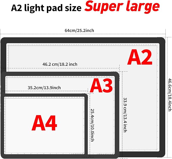 TOHETO A2 Light Pad 25.2''x18.4'', Large Magnetic LED Light Board - Image 2