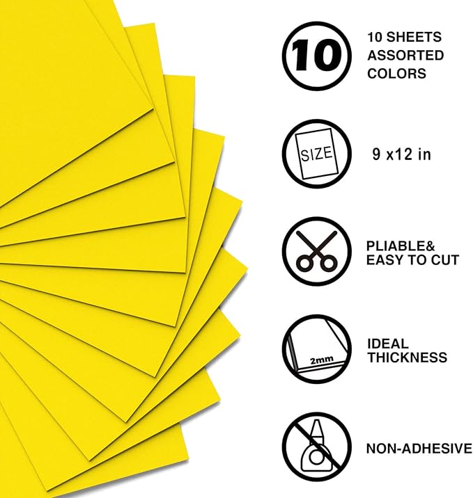 MEARCOOH Yellow Foam Sheets Crafts 9x12 Inch 2mm Eva Color Craft Foam Paper - Image 2