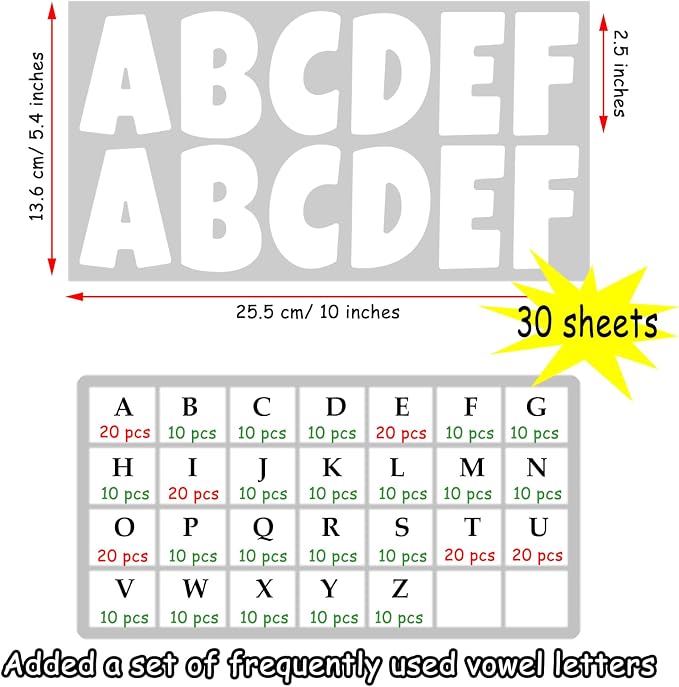 Bemeol 360 Pcs 30 Sheets Bulletin Board Letters 2.5 Inches Alphabet Stickers - Image 2