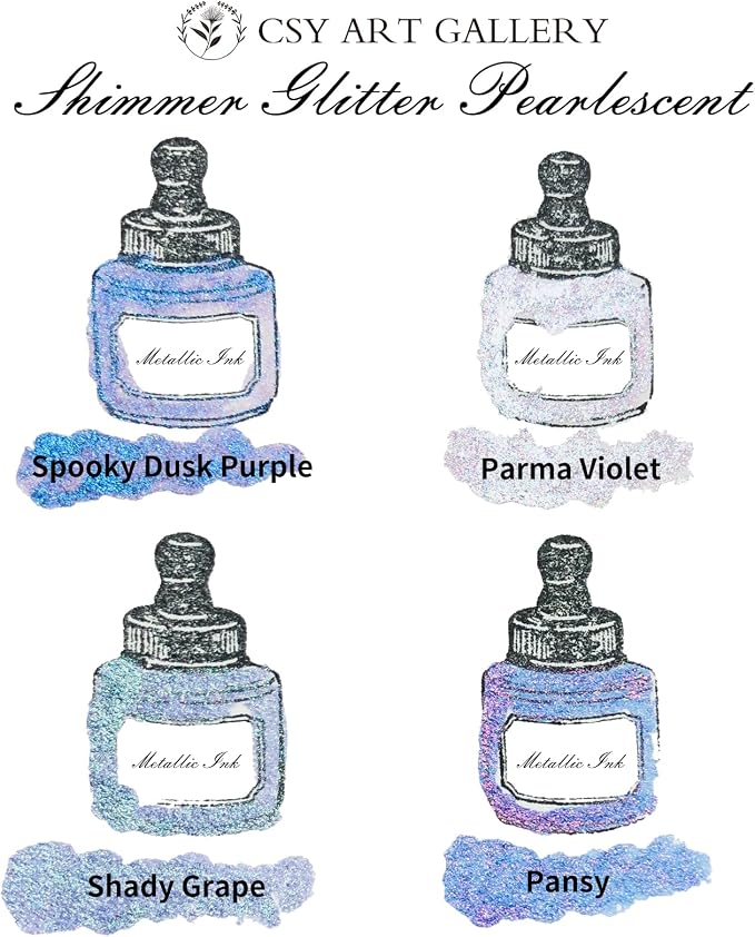 CSY art gallery Pearlescent Liquid Acrylic Ink Set Bottle -Shimmering Purple - Image 4