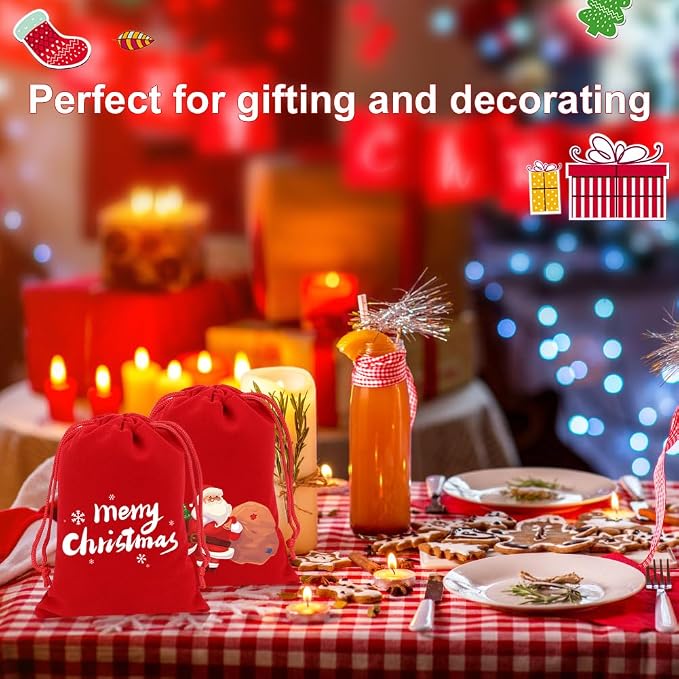 Shintop 20pcs Velvet Bags with Drawstrings, 4x6inch Red Gift Bags Jewelry - Image 6