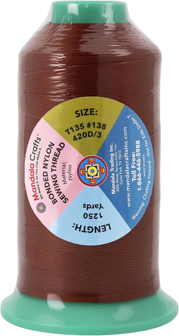 Mandala Crafts Size 138 420D T135 Bonded Nylon Thread Copper Brown Heavy Duty - Image 3