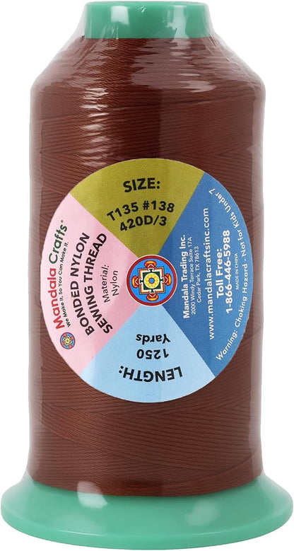 Mandala Crafts Size 138 420D T135 Bonded Nylon Thread Copper Brown Heavy Duty - Image 3