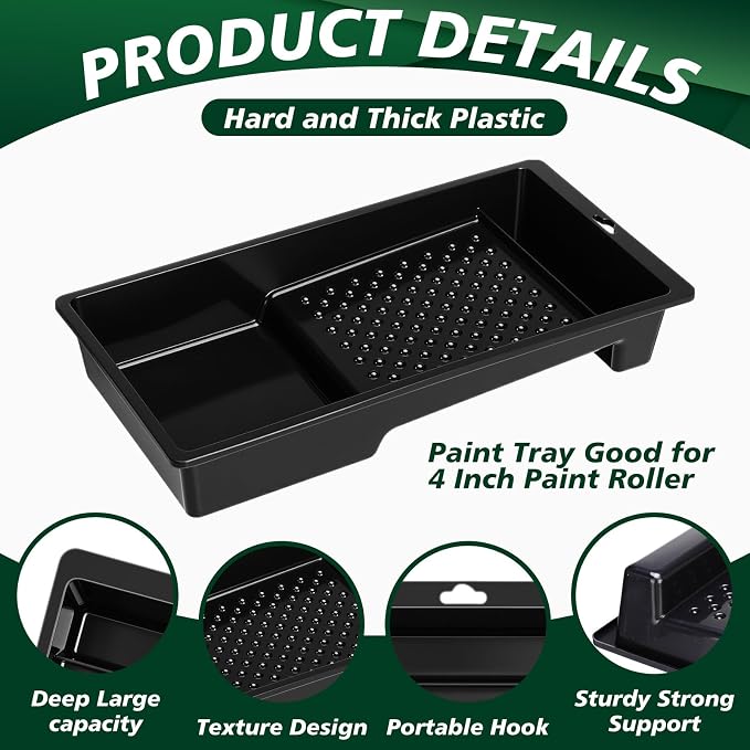 Ripeng 30 Pack 4 Inch Paint Tray Bulk Plastic Paint Roller Tray Small Painting - Image 3