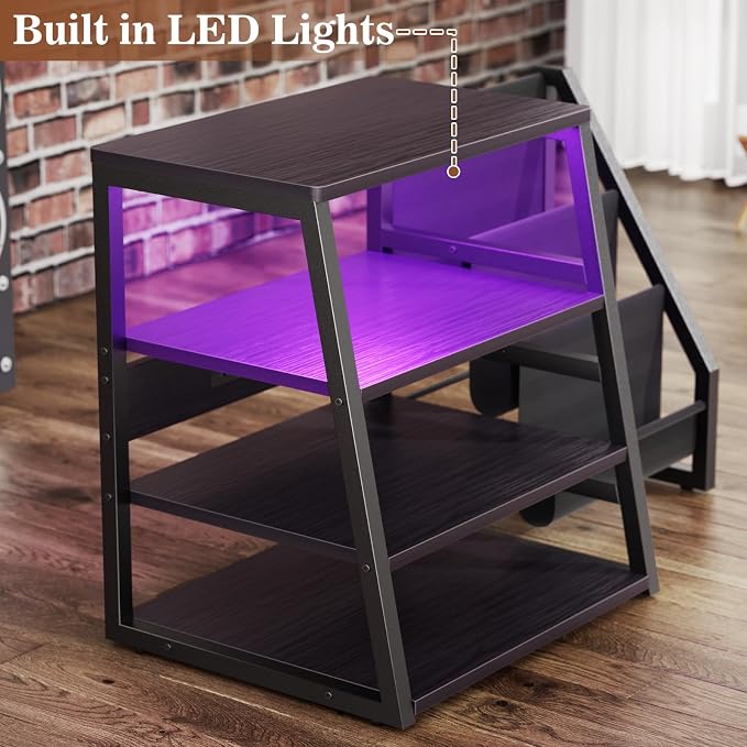 AV Media Stand with Outlets, Stereo Stands and Racks with Vinyl Storage - Image 7