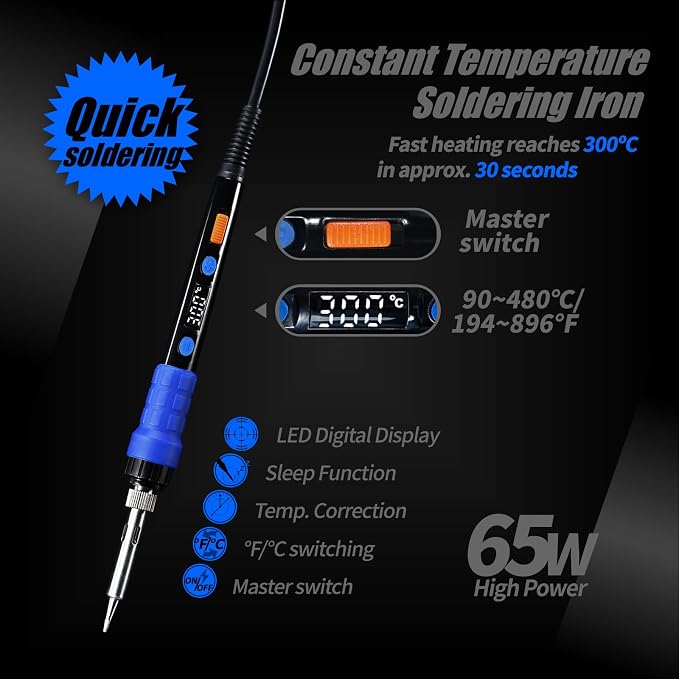 YIHUA 928D Soldering Iron Kit, 65W Soldering Iron, Fully Digital, Display °F/°C - Image 2