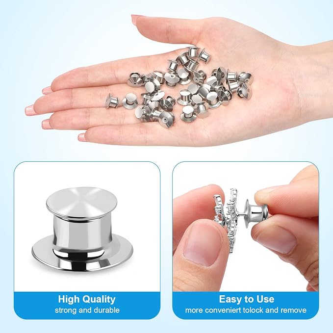 20PCS Locking Pin Back Locking Pin Keeper Clasp, Metal Pin Backing - Image 3