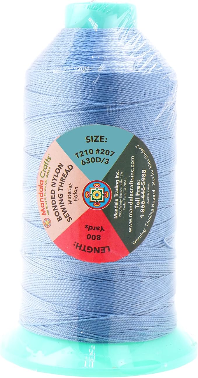 Mandala Crafts Bonded Nylon Thread Light Blue Heavy Duty Sewing Threads - Image 3