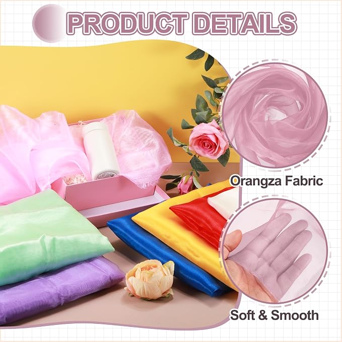 MECCANIXITY Iridescent Sheer Organza Fabric, 2 Yards x 59 Inches Solid - Image 3