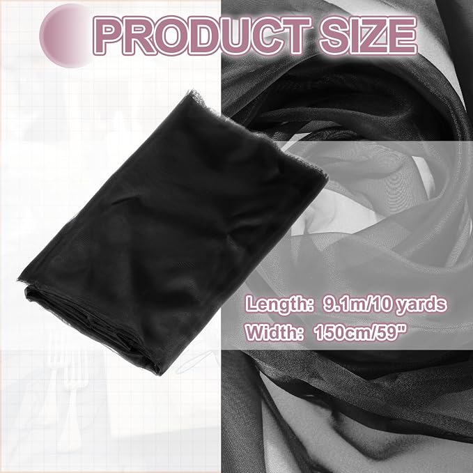 MECCANIXITY Iridescent Sheer Organza Fabric, 10 Yards x 59 Inches Solid - Image 2