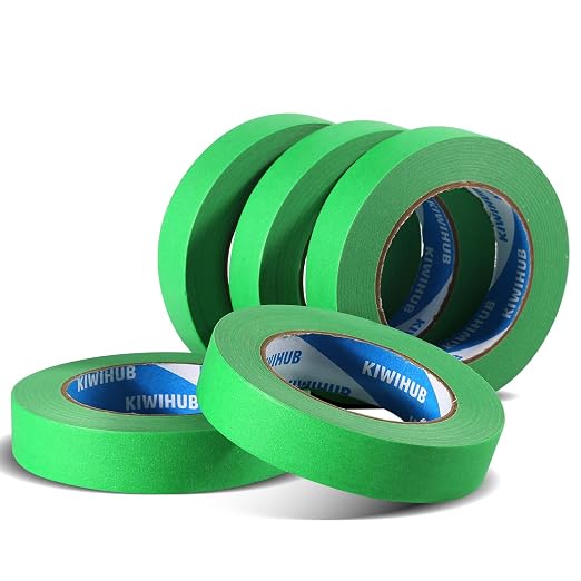 Green Painters Tape, 1 inch x 60 Yards x 5 Rolls - Image 2