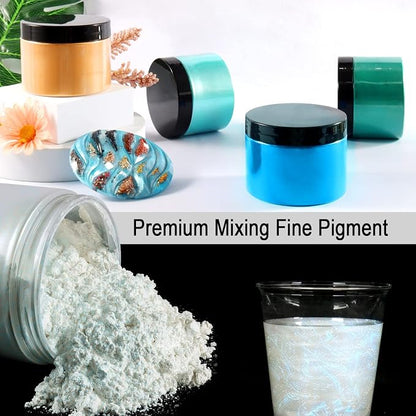 Ceya Mica Powder, 5.3oz/ 150g Shimmer Ghost Blue Pearlescent Effect Colorant - Image 4