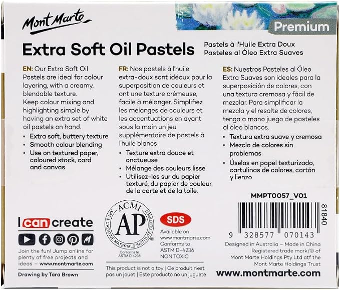 Mont Marte Extra Soft Oil Pastels White Premium 6pc, Versatile Art Pastels - Image 5