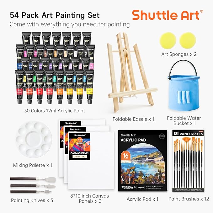 Shuttle Art 54 Pack Acrylic Paint Set, Acrylic Painting Set - Image 3