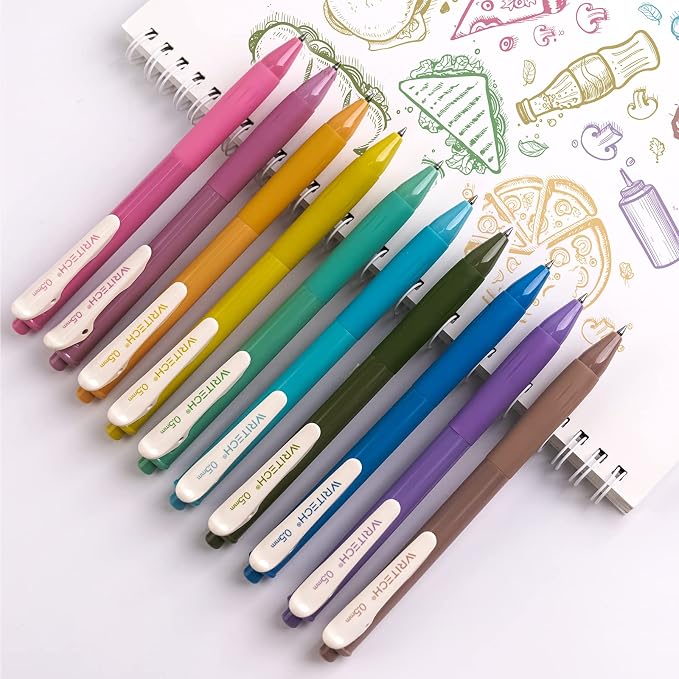 WRITECH Retractable Gel Pens Quick Dry Ink Pens Fine Point 0.5mm 10 Assorted - Image 7