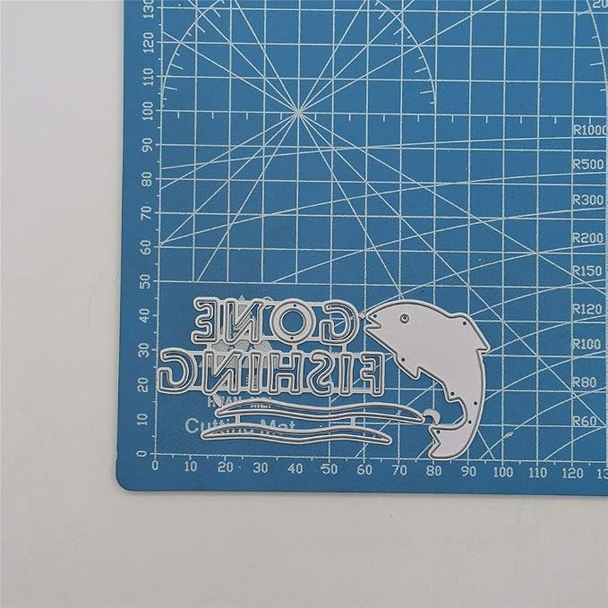 Metal Gone Fishing Words Cutting Dies, Two Fish Die Cuts Embossing Stencils - Image 3