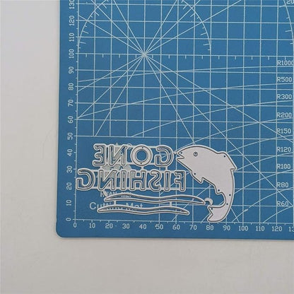 Metal Gone Fishing Words Cutting Dies, Two Fish Die Cuts Embossing Stencils - Image 3