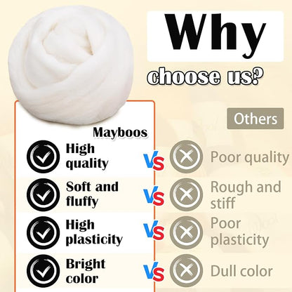 Mayboos Wool Roving Yarn, 1.76oz Colored Natural Wool Roving, Wool Felting - Image 6