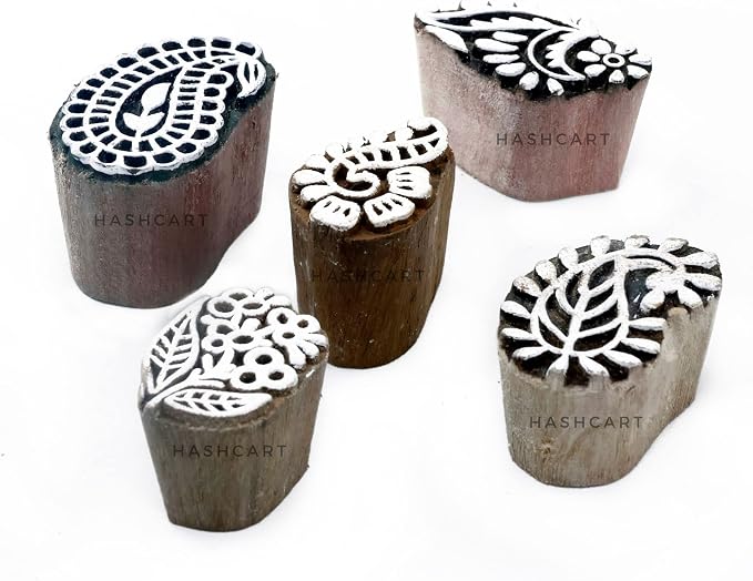 HASHCART® Paisley Shapes Wooden Printing Stamps by Hashcart