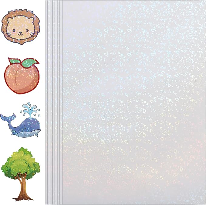 Holographic Sticker Paper, 36 Sheets Transparent Holographic Vinyl Overlay by Buynow