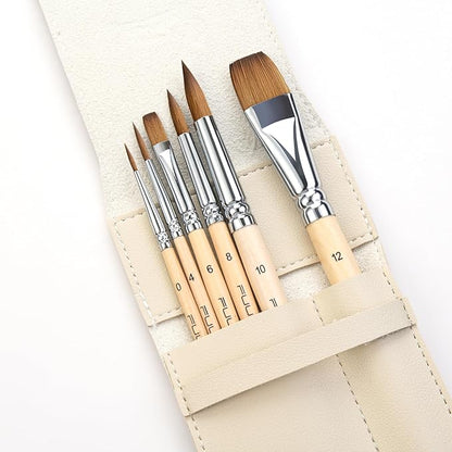 Sable Travel Watercolor Brushes, Fuumuui 6pcs Kolinsky Sable Watercolor Travel - Image 3