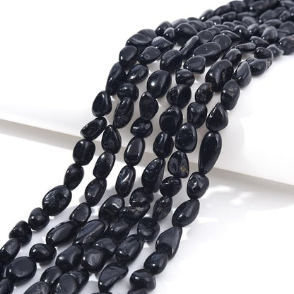 Black Tourmaline Pebble Nugget Oval Free Tumbled Stone 6-8mm Natural Gemstone - Image 2