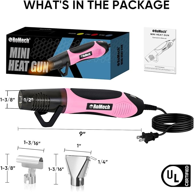 ROMECH 350W Heat Gun with 2 Nozzles, Dual Temp Heat Gun 400°F-660°F, Fast Heat - Image 4