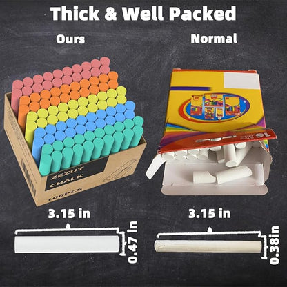 Colored Chalk 100PCS, Low Dust Chalks Stick Bulk - Image 2