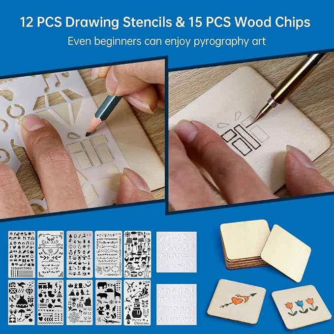 Goodcrafter Pyrography Pen 2-IN-1 Wood Burning Kit 101-IN-1, 200~480°C/Wire-Nib - Image 3