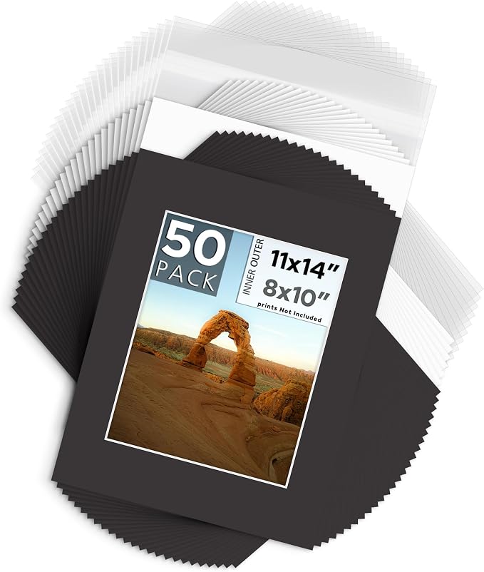 Mat Board Center, 11x14 for 8x10 Black Mat Kit by MatBoardCenter