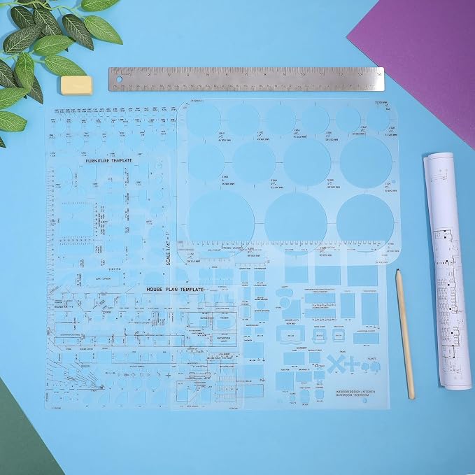 5 Pcs Interior Design Drawing Templates, Reusable Architectural Templates - Image 6