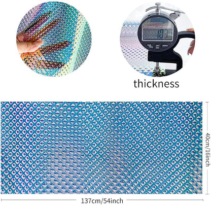 ONEART | Iridescent Transparent Embossed Vinyl Holographic Blue Clear PVC Vinyl - Image 4