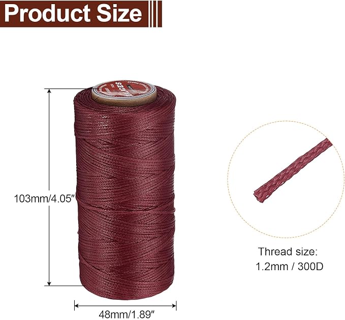 uxcell Flat Leather Sewing Waxed Thread, 140m / 153 Yards Polyester Wax String - Image 2