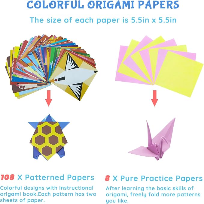 Origami Kit for Kids Ages 5-16, 108 Sheets - Image 4