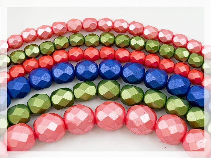 170 pcs Set of Czech Faceted Round Glass Beads, 6X Stranded Fire-Polished Beads by CzechBeadsManufacturer