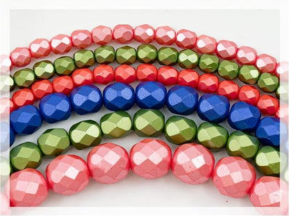 170 pcs Set of Czech Faceted Round Glass Beads, 6X Stranded Fire-Polished Beads by CzechBeadsManufacturer