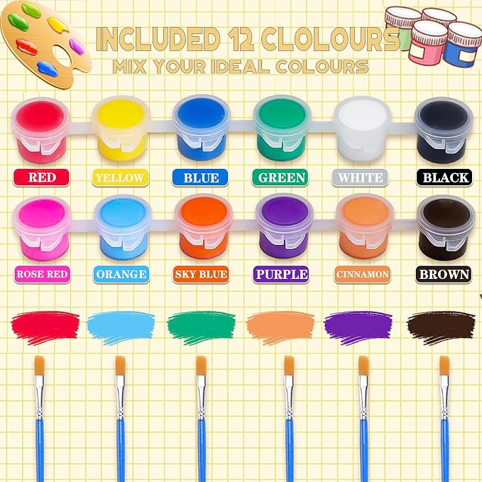 280 Pcs Mini Acrylic Paint Set for Kids, 12 Colors Washable Acrylic Paints - Image 2