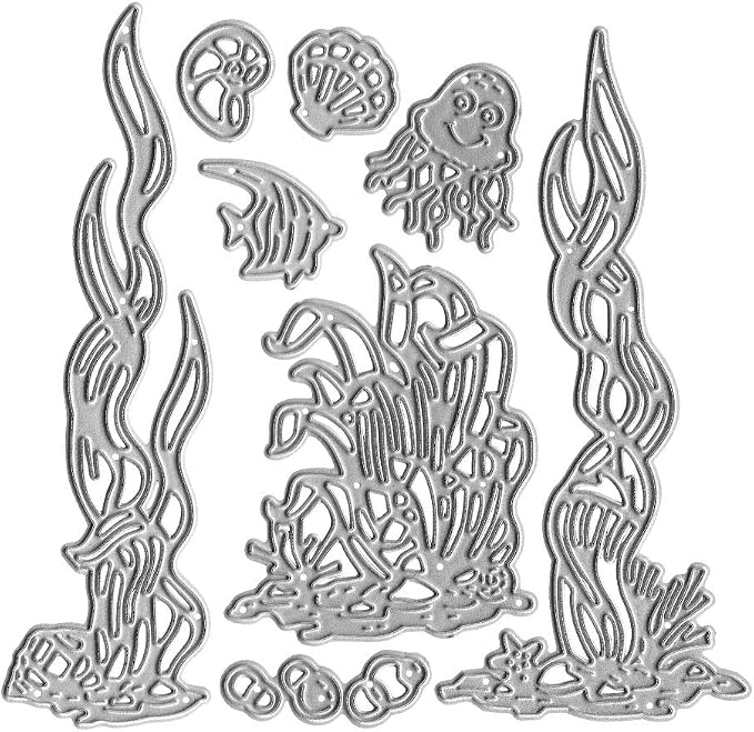 Metal Sea Grass Seaweed Coral Tropical Fish Cutting Dies, Jellyfish Shell Fish by ABTOLS