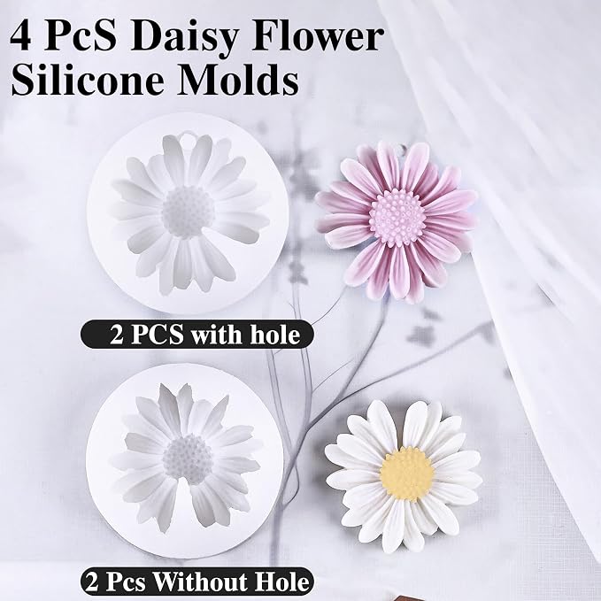 4 Pcs Daisy Flower Candle Molds, Silicone Molds - Image 3