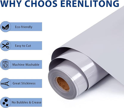 RENLITONG Grey Iron on Vinyl 12Inch by 50ft Roll HTV Heat Transfer Vinyl - Image 2
