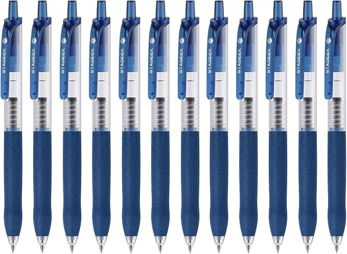 0.5mm Gel Pens Fine Point Smooth Writing Pens, Retractable Leather-Like Blue by STAGEEK