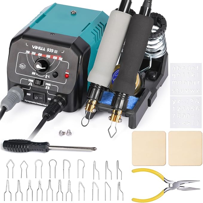 YIHUA 939 III Dual Pen Pyrography Station 2-in-1 Wood-Burning Tool by YIHUA
