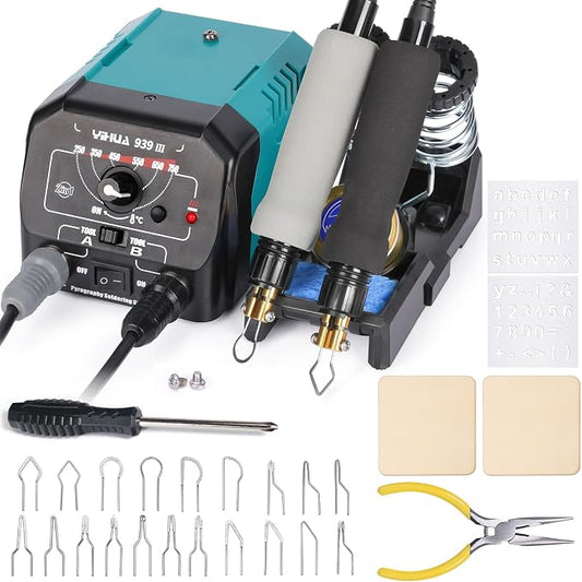 YIHUA 939 III Dual Pen Pyrography Station 2-in-1 Wood-Burning Tool by YIHUA