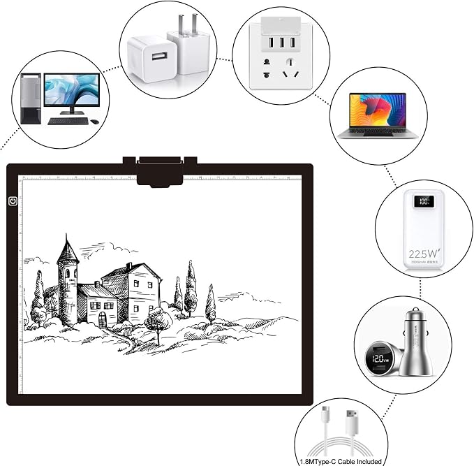 Diamond Painting Light Pad A3, LED Light Box Tracer w/Magnetic Clip & Pen Holder - Image 8