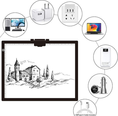 Diamond Painting Light Pad A3, LED Light Box Tracer w/Magnetic Clip & Pen Holder - Image 8