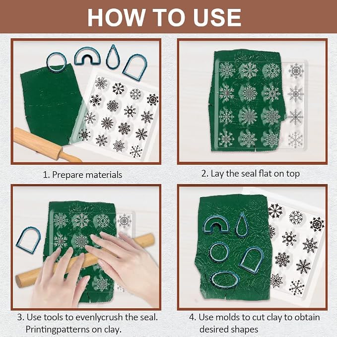 CHGCRAFT Polymer Clay Texture Sheets Winter Snowflakes Silicone Texture Stamp - Image 3